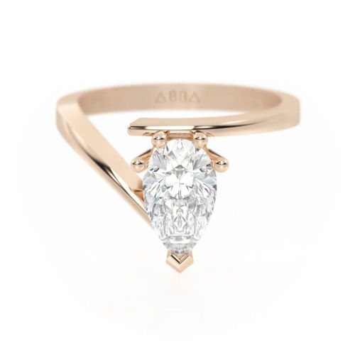 Anillo de Compromiso Gota piedra Moissanita 14K Oro Rosa Abba Joyas