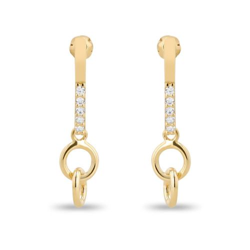 Aretes De Oro Amarillo 10K Con Zirconias