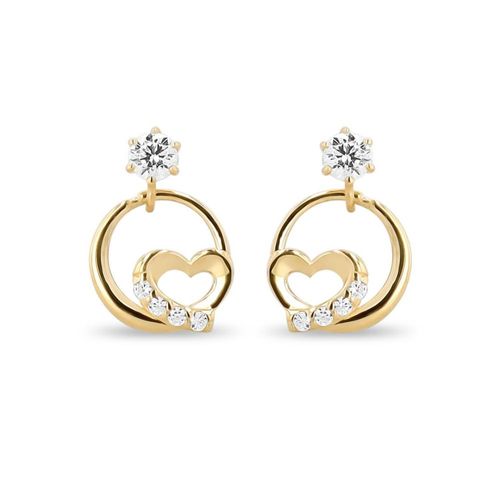 Aretes De Oro Amarillo 10K Con Zirconias
