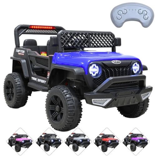 Camioneta Montable Eléctrica para Niños Luces y Bluetooth Música Control Remoto Doble Motor Modo Mecedora y Batería 12V - Azul