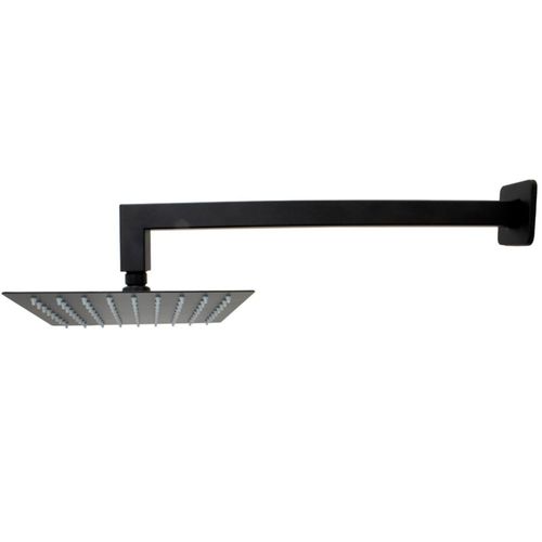 Regadera Cuadrada de 25cm Negro Mate con Brazo Cuadrado