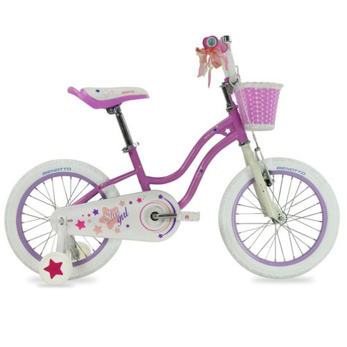 Bicicleta BENOTTO BMX STAR GIRL R16 1V. Niña Frenos “V”/Contrapedal Acero Morado/Blanco Talla:UN