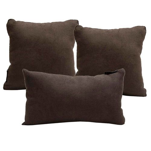 Set de 3 Cojines 1 Rectangular Delta + 2 Cuadrados Grandes Zita Dicasa Café Oscuro RGH