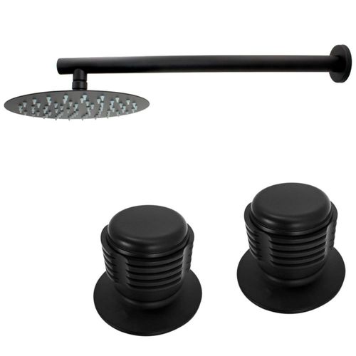 Regadera Redonda de 25cm Negro Brazo Manerales Q2NEG