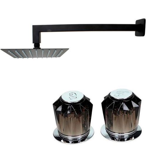 Regadera Cuadrada de 25cm Negro Brazo Manerales AH00