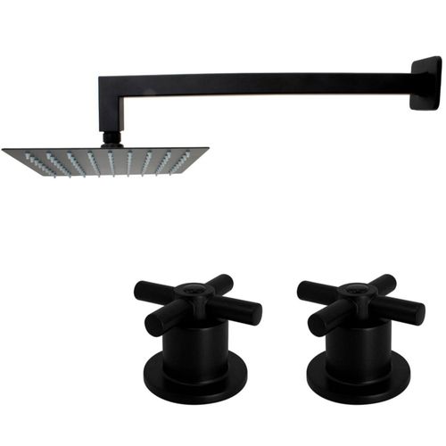 Regadera Cuadrada de 15cm Negro Brazo Manerales 08N