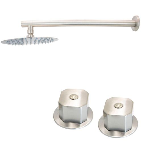 Regadera Redonda 20cm Satinada con Brazo Maneral M20S