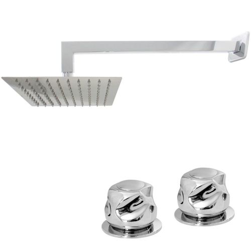 Regadera Cuadrada 15cm Cromado con Brazo Maneral Q3CRM ECO