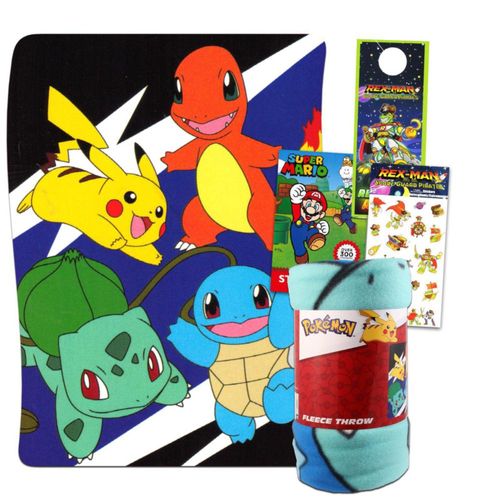 Juego de mantas de forro polar para Nintendo Pokémon con pegatinas, 45 x 60