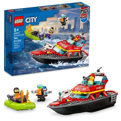 Bote de bomberos de juguete LEGO City 60373 con jetpack y bote