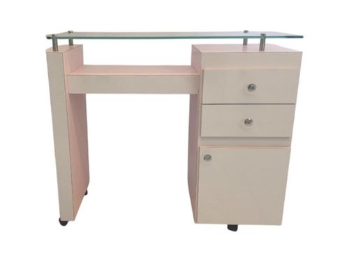 Mesa de manicura futuro The Look Shop rosa con cajonera