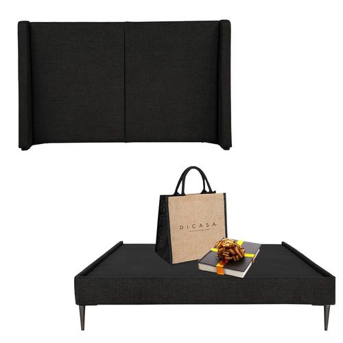 Cabecera Queen Size Dicasa Milan Negro + Base cama Dicasa Slim CZD