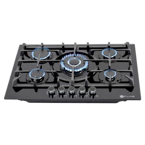Parrilla de Gas Empotrable 5 Quemadores  Vidrio templado Oporto 5A FLINE