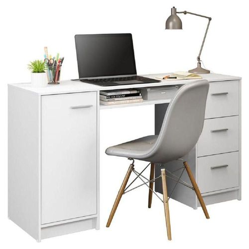 Escritorio Para Pc Madesa Alaska 3 Cajones 1 Puerta Blanco