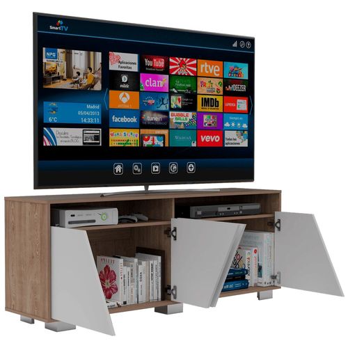 Mesa Para Tv Orus, Miel y Blanco