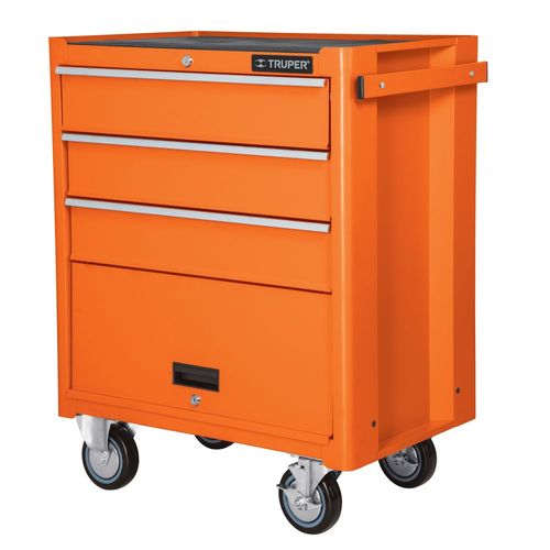 Gabinete metálico móvil TRUPER 4 cajones 90 kg GAMO4090 naranja