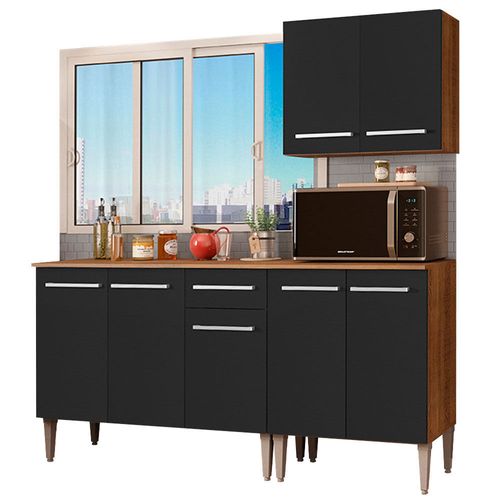 Cocina Integral 169cm Emilly Free Madesa 01 Marron/Negro