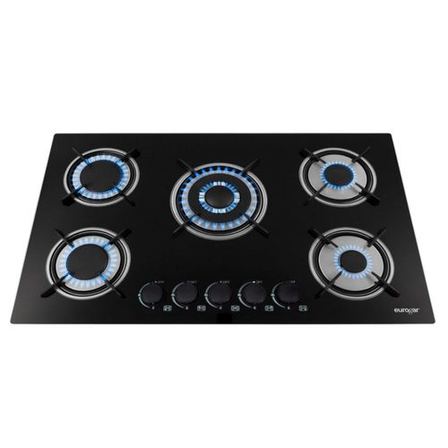 Parrilla A Gas 5 Quemadores Empotrable Vidrio Templado Premium Gas LP y Natural 77cm Eurogar EU5VT