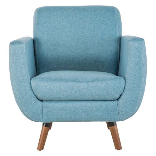 Sillón Individual con Tapizado Color Azul Tulum. Estructura de Madera Sólida