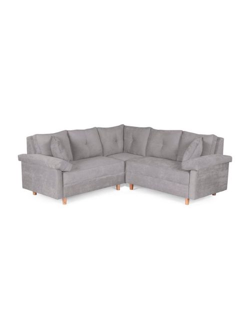 Sala Esquinera Makora De Terciopelo Gris Claro Modelo Elton