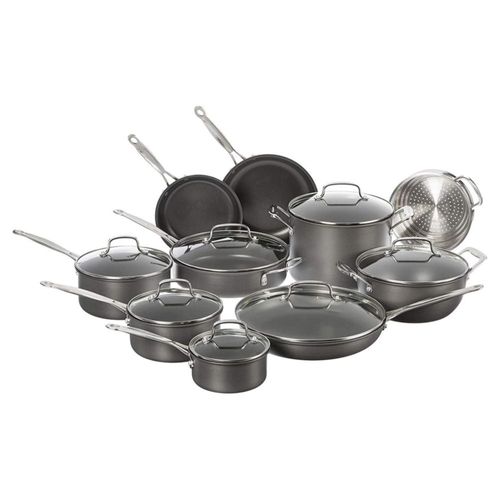 Cuisinart - Juego de utensilios de cocina de 17 piezas, colección Chef's Classic antiadherente anodizado duro, Juego de Ollas 66-17