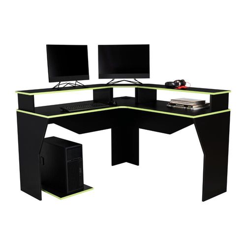Escritorio Gamer Invictor Wengue y Verde