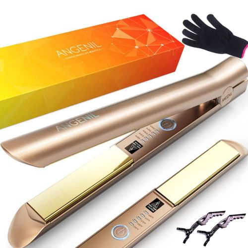 Plancha y Rizador de Pelo Profesional ANGENIL 2 en 1, de Titanio, Redonda, 1 Pulgada Plancha de Cabello de Doble Voltaje, para T