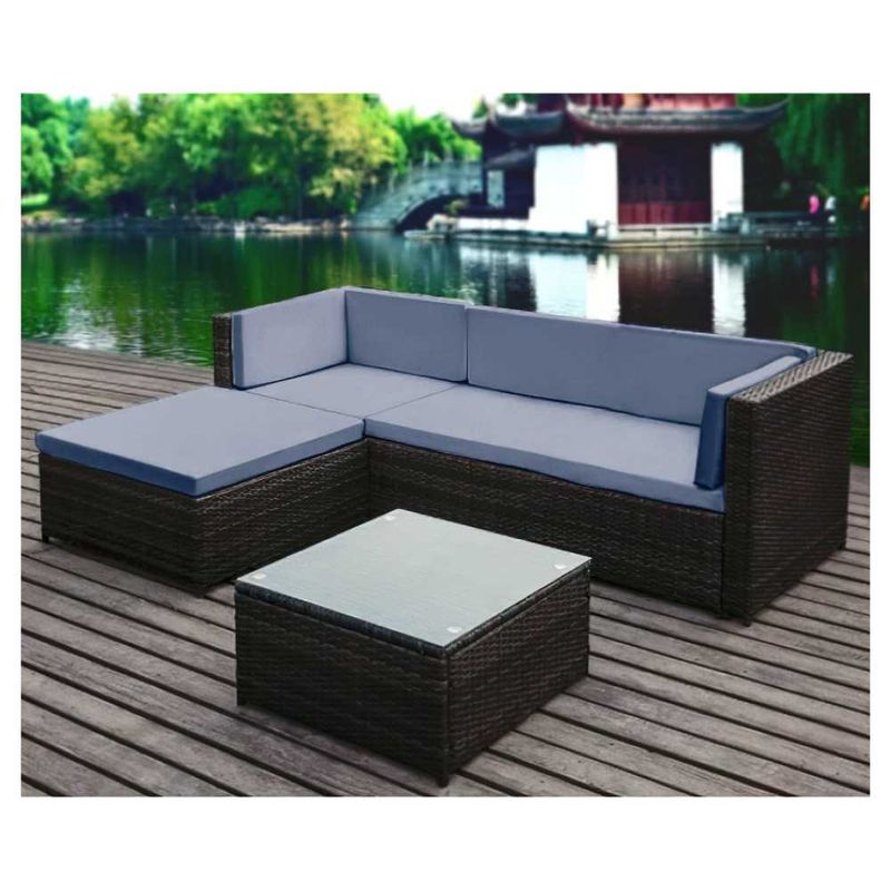 Juego de Sala para jardín esquinera de mimbre 3 piezas + 1 mesa