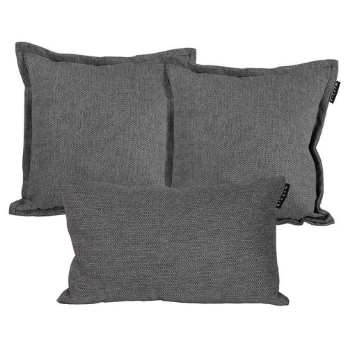 Set de 3 Cojines 2 Cuadrados Kappa + 1 Rectangular Delta Dicasa Gris Noche RGH