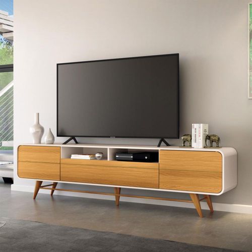Mesa De TV Epoca 85" Offwhite/Café