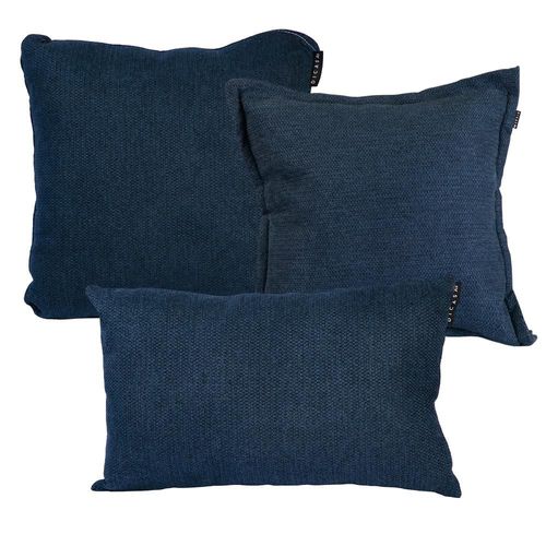 Set de 3 Cojines 1 Cuadrado Kappa + 1 Cuadrado Grande Zita + 1 Rectangular Delta Dicasa Azul Oscuro RGH