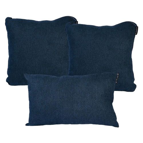 Set de 3 Cojines 1 Rectangular Delta + 2 Cuadrados Grandes Zita Dicasa Azul Oscuro RGH