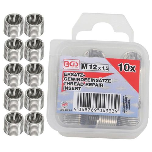REPUESTO INSERTOS ROSCADOS | M12X1.5 MM | 10 PZ | BGS 9429-1