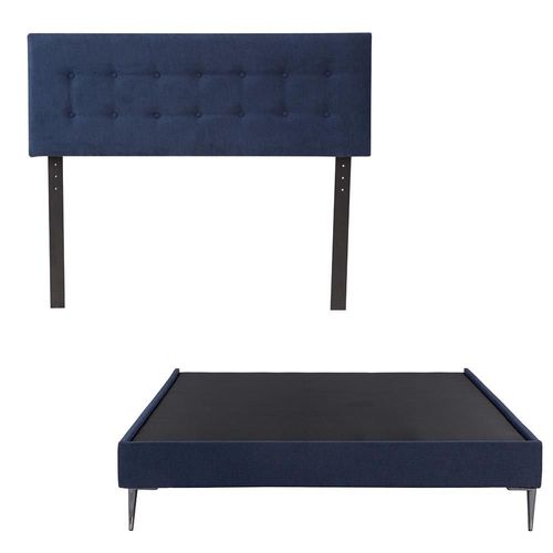 Cabecera Individual Dicasa Bilbao + Base Cama Slim Azul CDZ