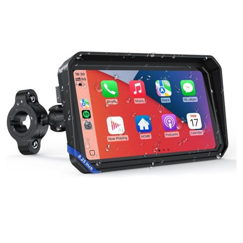 WonVon Sistema de Navegación GPS para Motocicleta Carplay de 6.25 Pulgadas con Apple Carplay y Android Auto, Bluetooth Dual, Navegación GPS