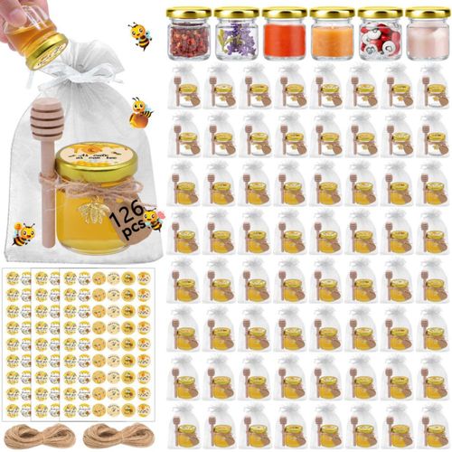 Mini frascos de miel Aliggbent 126 piezas 45 ml con cucharillas