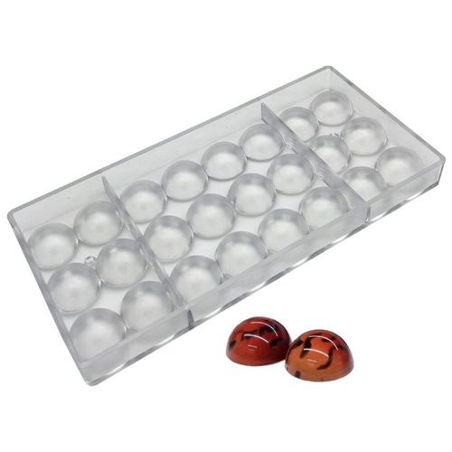 Molde para chocolate Goldbaking de policarbonato semiesferas de 3 cm 24 piezas