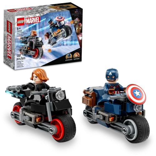Juguete de construcción LEGO Marvel Black Widow y Captain America Motorcycles 76260 para niños de 6 a 8 años