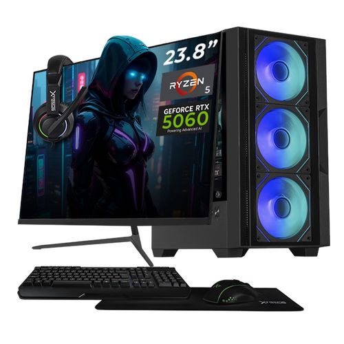 Xtreme pc rtx 5060 ryzen 5 16gb ssd 500gb monitor 23.8 black