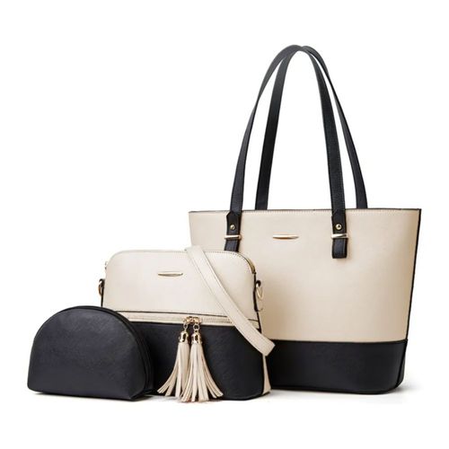 3 Bolsas para Mujer de Gran Capacidad Color Blanco y Negro