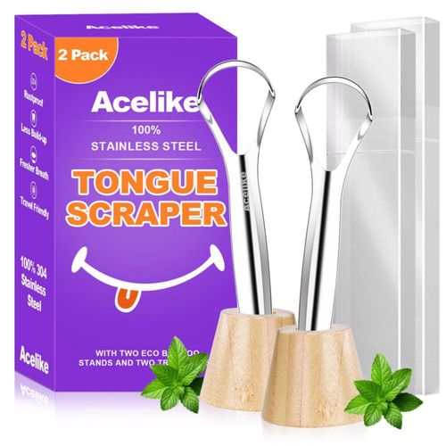 Raspador de lengua Acelike de acero inoxidable metálico 2 unidades