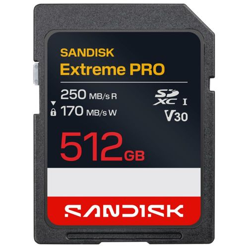 Tarjeta SD SanDisk Extreme PRO 512 GB 250 MB/s lectura 170 MB/s escritura