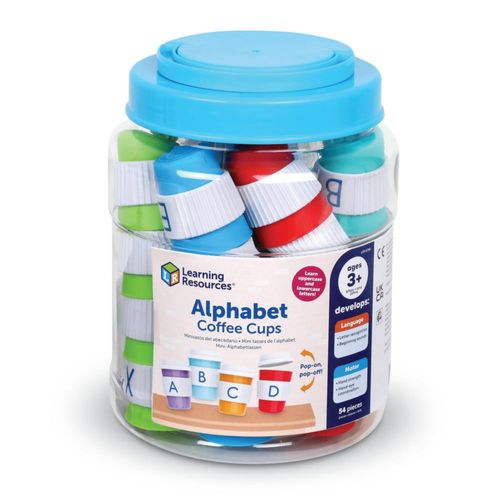 Vasos de café del alfabeto: recurso educativo ABC para niños pequeños