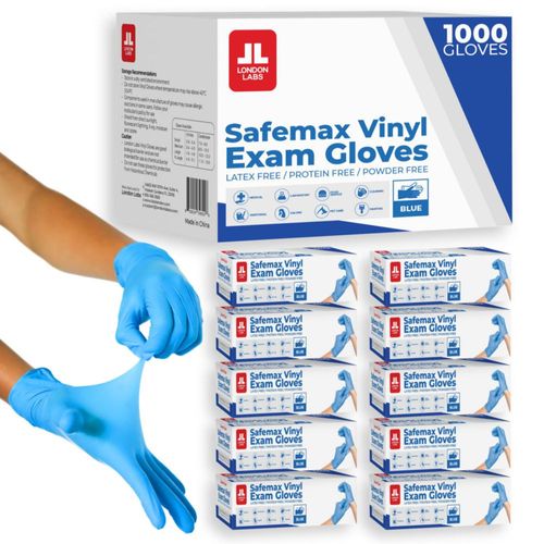 Guantes London Labs de vinilo sintético para examen 1000 unidades talla mediana