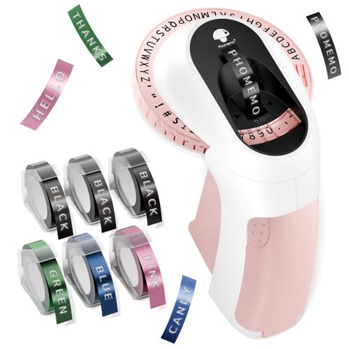 Rotuladora en relieve Phomemo con cinta 3D impermeable rosa