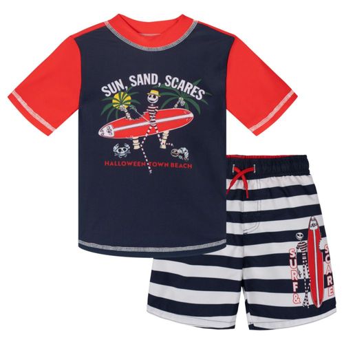 Set de rash guard para niño pequeño Disney Jack Skellington con protección solar UPF 50+