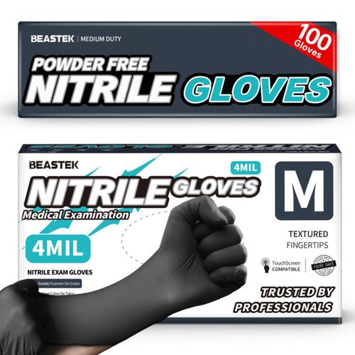 Guantes de nitrilo Beastek negros de 4 mil 100 piezas talla mediana