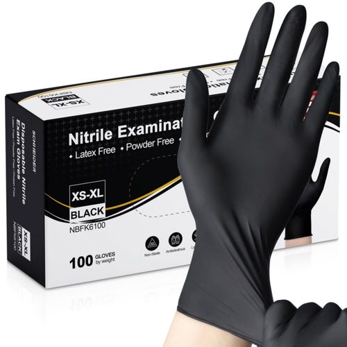 Guantes Schneider de nitrilo negros sin látex sin polvo talla XL 100 unidades