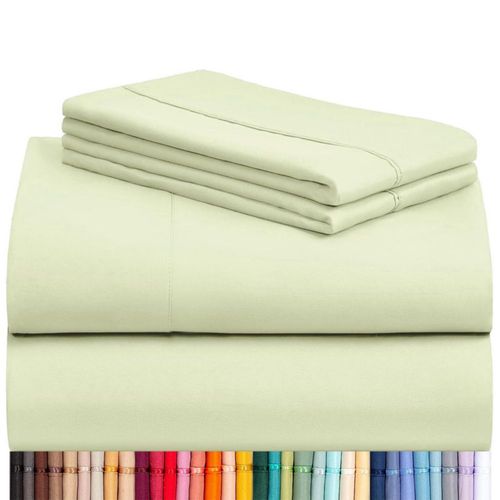 Juego de sábanas LuxClub Full de 4 piezas con bolsillo profundo de 41 cm verde salvia