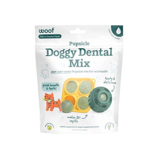 Mezcla dental Doggy Dental Mix WOOF Pupsicle en polvo para cuidado oral